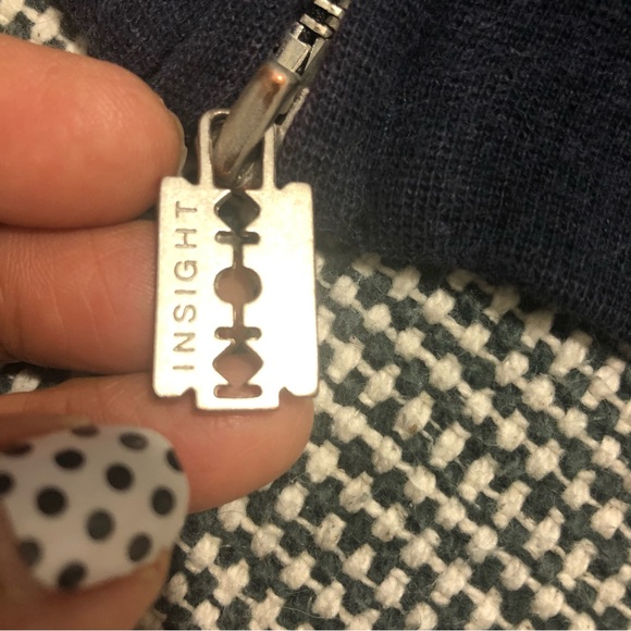 INSIGHT Hooded Fleece Lined Jersey Knit Jacket with Pockets Navy Sz S - Picture 10 of 14